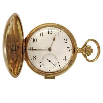 Swiss 18K gold full hunter sonnerie pocket watch Circa 1910 Swiss 18K gold full hunter sonnerie pocket watch Circa 1910