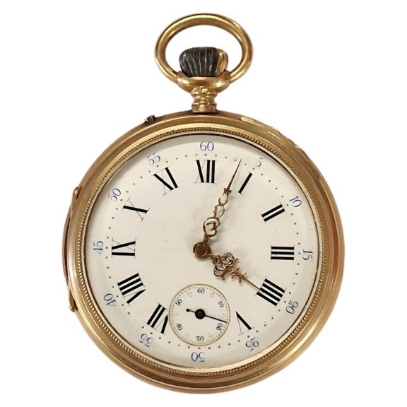Swiss 18 carat pink gold open faced pocket watch Circa 1900