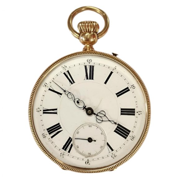Swiss 18 carat pink gold open faced pocket watch Circa 1900