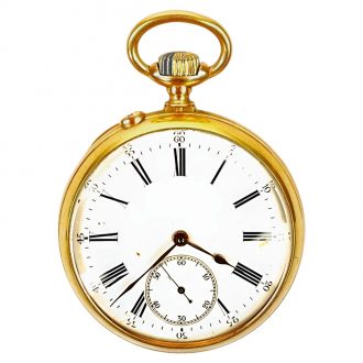 French 18K yellow gold open faced pocket watch Circa 1895