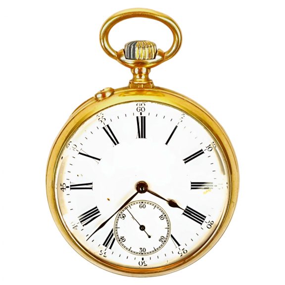 French 18K yellow gold open faced pocket watch Circa 1895
