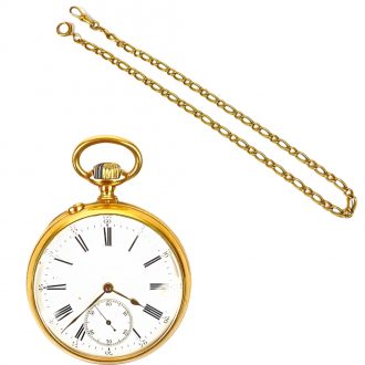 French 18K yellow gold open faced pocket watch Circa 1895