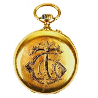French 18K yellow gold open faced pocket watch Circa 1895