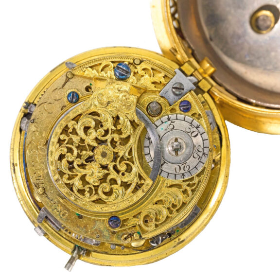 Fine English gilt quarter repeating pocket watch Circa 1715 Fine English gilt quarter repeating pocket watch Circa 1715