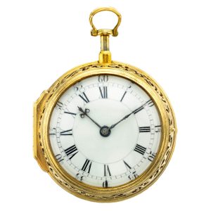 Fine English gilt quarter repeating pocket watch Circa 1715