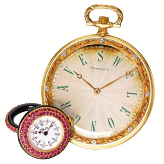 Two American yellow gold and enamel watches Circa 1915