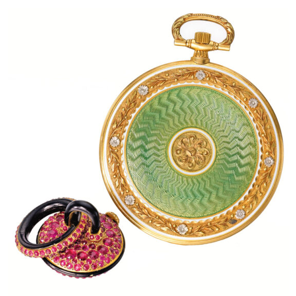 Two American yellow gold and enamel watches Circa 1915