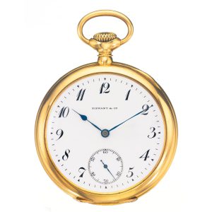 Swiss 18k gold open faced watch in a contract case Circa 1904