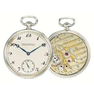 Swiss platinum open faced watch by Patek Philippe Circa 1923