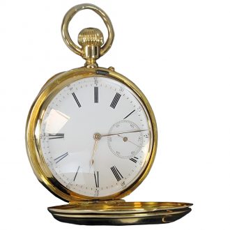 Swiss 18K yellow gold hunting cased pocket watch Circa 1890