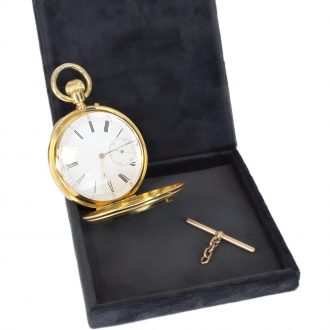 Swiss 18K yellow gold hunting cased pocket watch Circa 1890