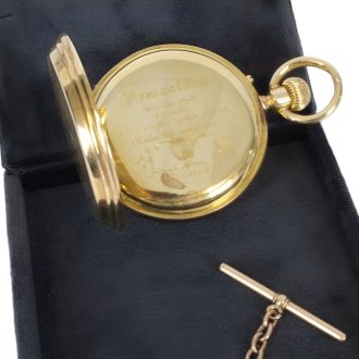 Swiss 18K yellow gold hunting cased pocket watch Circa 1890