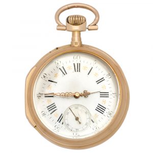 Swiss 14K yellow gold open faced pocket watch Circa 1895