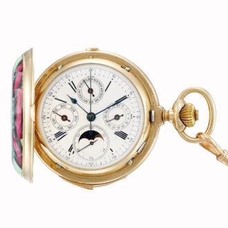 Swiss 14k gold quarter repeating calendar watch Circa 1880