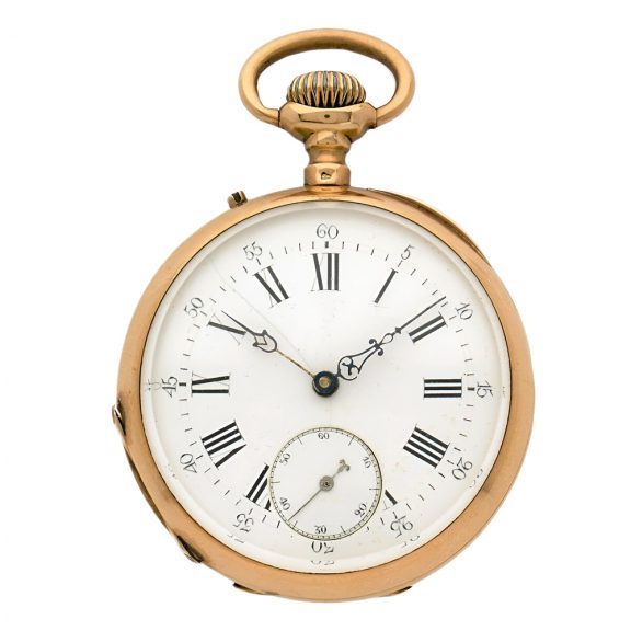 Swiss 18K yellow gold open faced pocket watch Circa 1900 Swiss 18K yellow gold open faced pocket watch Circa 1900
