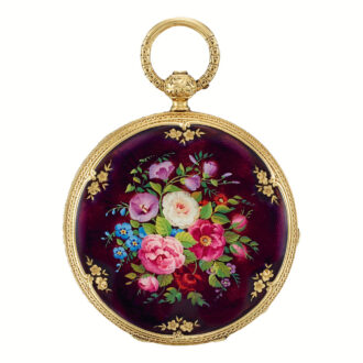 Swiss gold and enamel open faced lever watch Circa 1853
