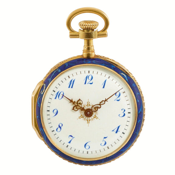 Swiss attractive 18 carat gold and enamel watch Circa 1897 Swiss attractive 18 carat gold and enamel watch Circa 1897