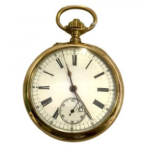 Swiss 18K yellow gold chronograph pocket watch Circa 1900