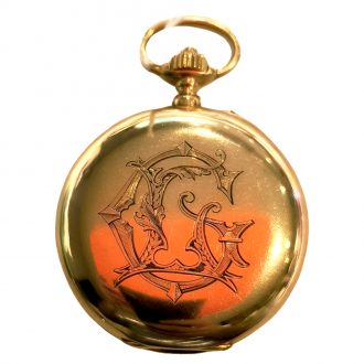 Swiss 18K yellow gold chronograph pocket watch Circa 1900