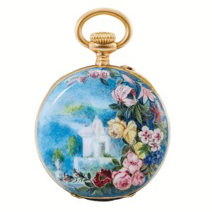 Swiss ladies gold and enamel open faced watch Circa 1900