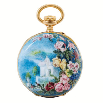 Swiss ladies gold and enamel open faced watch Circa 1900
