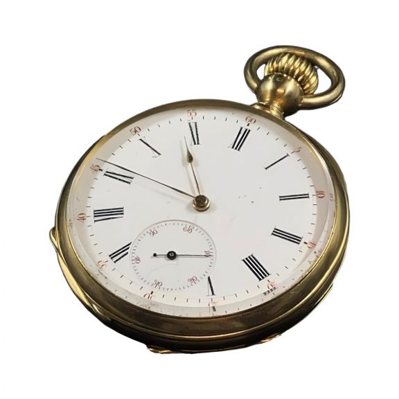 French 18K yellow gold open faced pocket watch Circa 1900