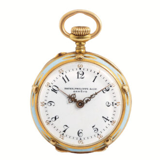 Swiss gold, enamel and diamond set keyless watch Circa 1907