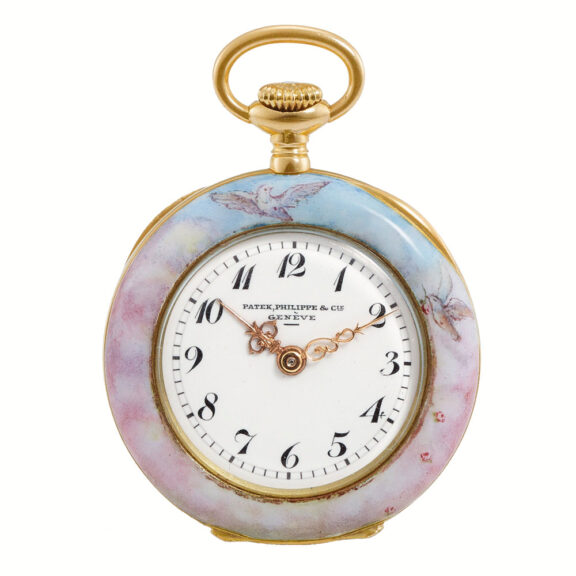 Swiss gold and enamel keyless watch by Patek Philippe Circa 1913 Swiss gold and enamel keyless watch by Patek Philippe Circa 1913