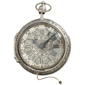 German silver hour repeating coach clock with alarm Circa 1750