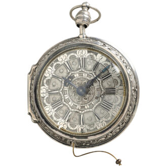German silver hour repeating coach clock with alarm Circa 1750