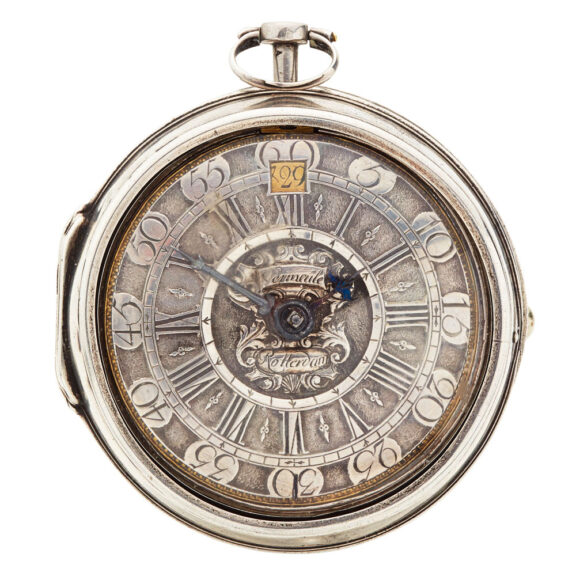 Dutch verge with date and silver champleve dial Circa 1720 Dutch verge with date and silver champleve dial Circa 1720