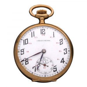 French 18K yellow gold A.I. Moderne pocket watch Circa 1920