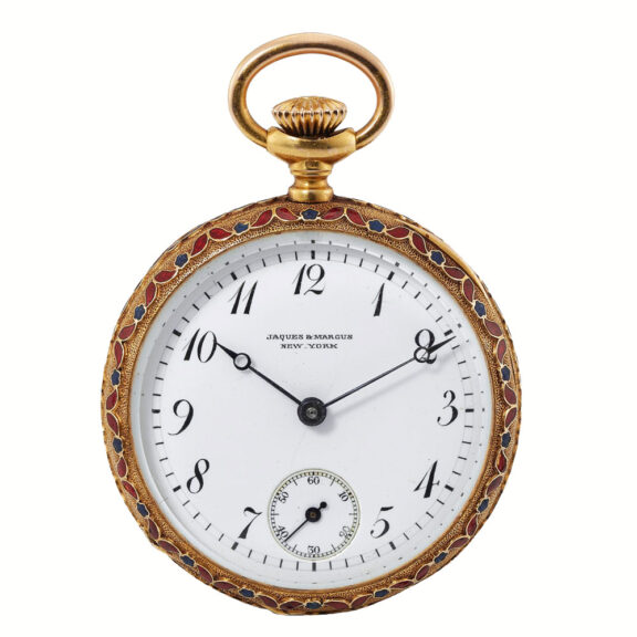 Swiss gold and cloisonné enamel keyless watch Circa 1882 Swiss gold and cloisonné enamel keyless watch Circa 1882