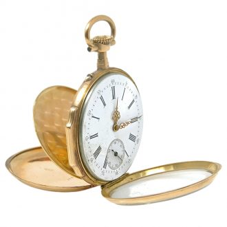 French 18K yellow gold open faced pocket watch Circa 1900