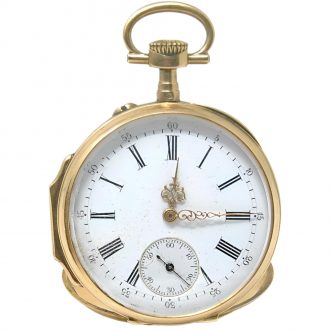 French 18K yellow gold open faced pocket watch Circa 1900