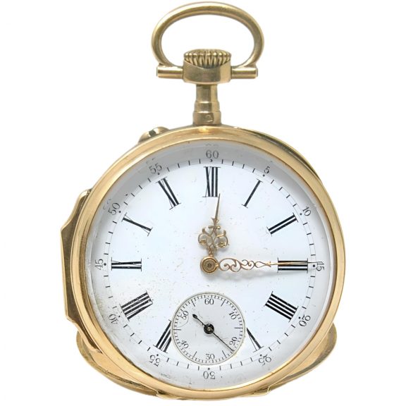 French 18K yellow gold open faced pocket watch Circa 1900