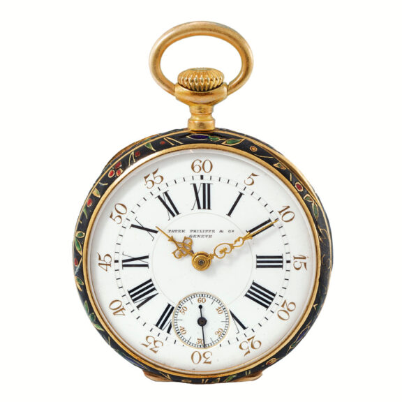 Swiss gold and cloisonné enamel keyless watch Circa 1893 Swiss gold and cloisonné enamel keyless watch Circa 1893