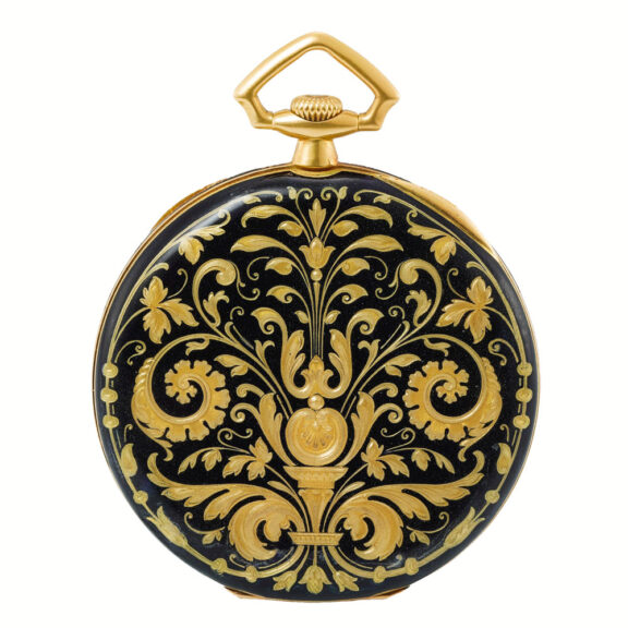 Fine Swiss yellow gold and enamel keyless watch Circa 1921