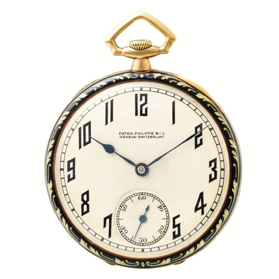 Fine Swiss yellow gold and enamel keyless watch Circa 1921 Fine Swiss yellow gold and enamel keyless watch Circa 1921