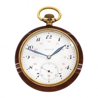 Swiss 18 carat gold and red agate pocket watch Circa 1920