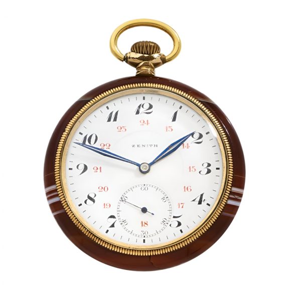 Swiss 18 carat gold and red agate pocket watch Circa 1920