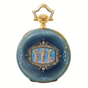 Swiss yellow gold, platinum, art nouveau styled watch Circa 1912