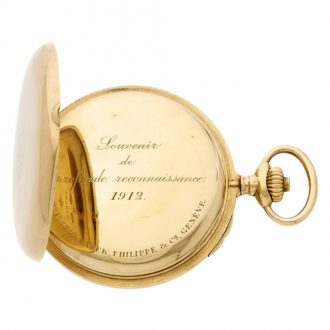 Swiss 18K yellow gold chronograph pocket watch Circa 1913