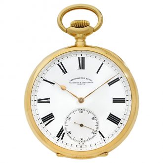 Swiss 18K yellow gold chronometer pocket watch Circa 1910