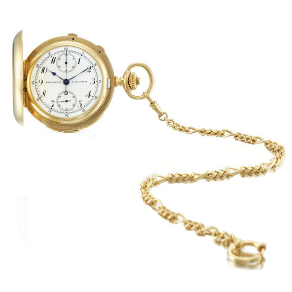 Swiss gold minute repeating split second chronograph Circa 1909 Swiss gold minute repeating split second chronograph Circa 1909