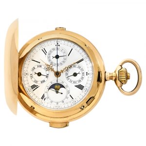 Swiss gold repeater with moon phases and chronograph Circa 1900
