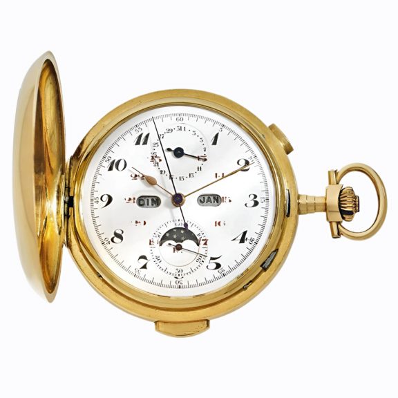 Swiss gold repeating calendar chronograph watch Circa 1900