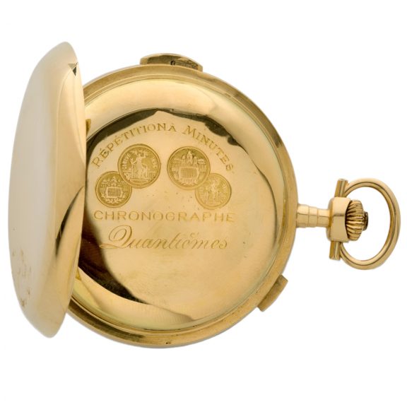 Swiss gold repeating calendar chronograph watch Circa 1900 Swiss gold repeating calendar chronograph watch Circa 1900