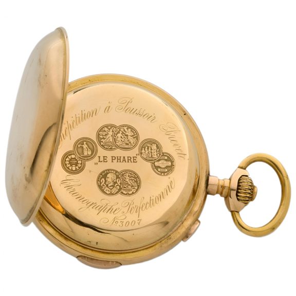 Swiss 18K gold quarter repeating chronograph Circa 1900 Swiss 18K gold quarter repeating chronograph Circa 1900