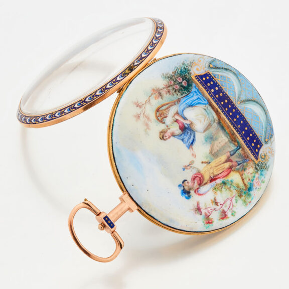 Exceptionally Swiss gold and enamel Rococo watch Circa 1780 Exceptionally Swiss gold and enamel Rococo watch Circa 1780